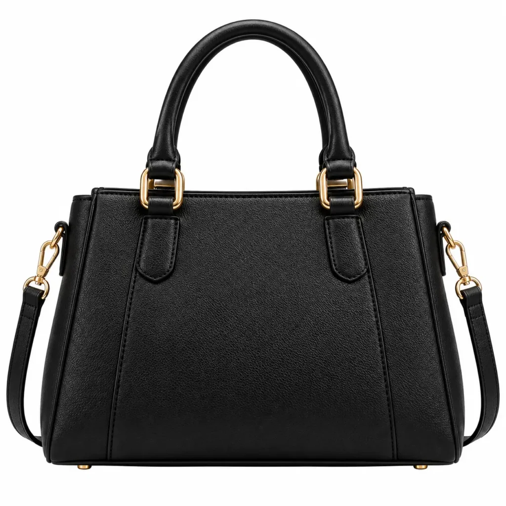 Varza Structured Leather Handbag With Adjustable Shoulder Strap1