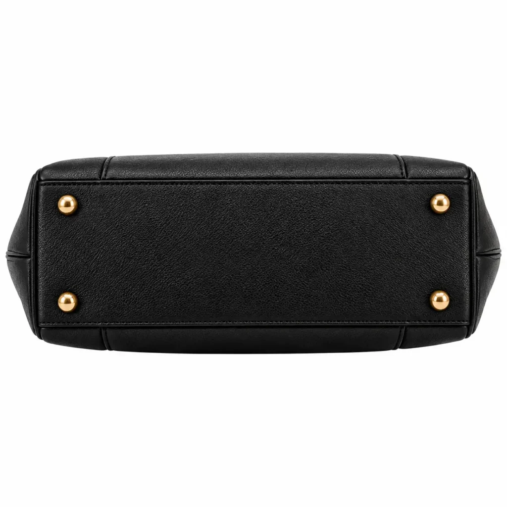 Varza Structured Leather Handbag With Adjustable Shoulder Strap3